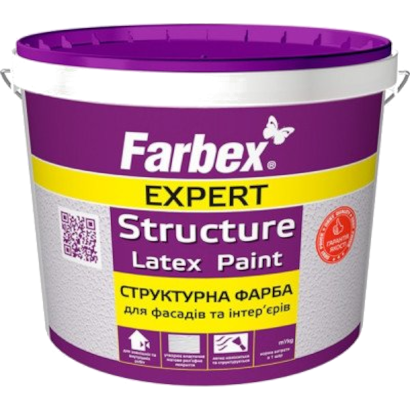 Фарба структурна, акрилова FARBEX Expert Structure, мат білий, 14кг